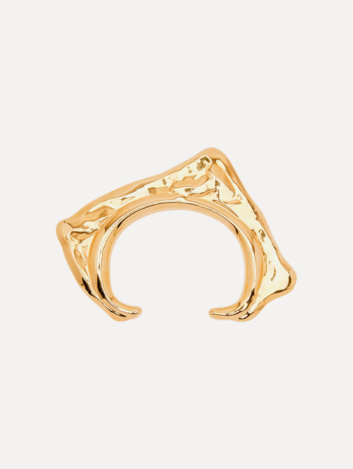 Gold Abstract O Cuff Bracelet Front View