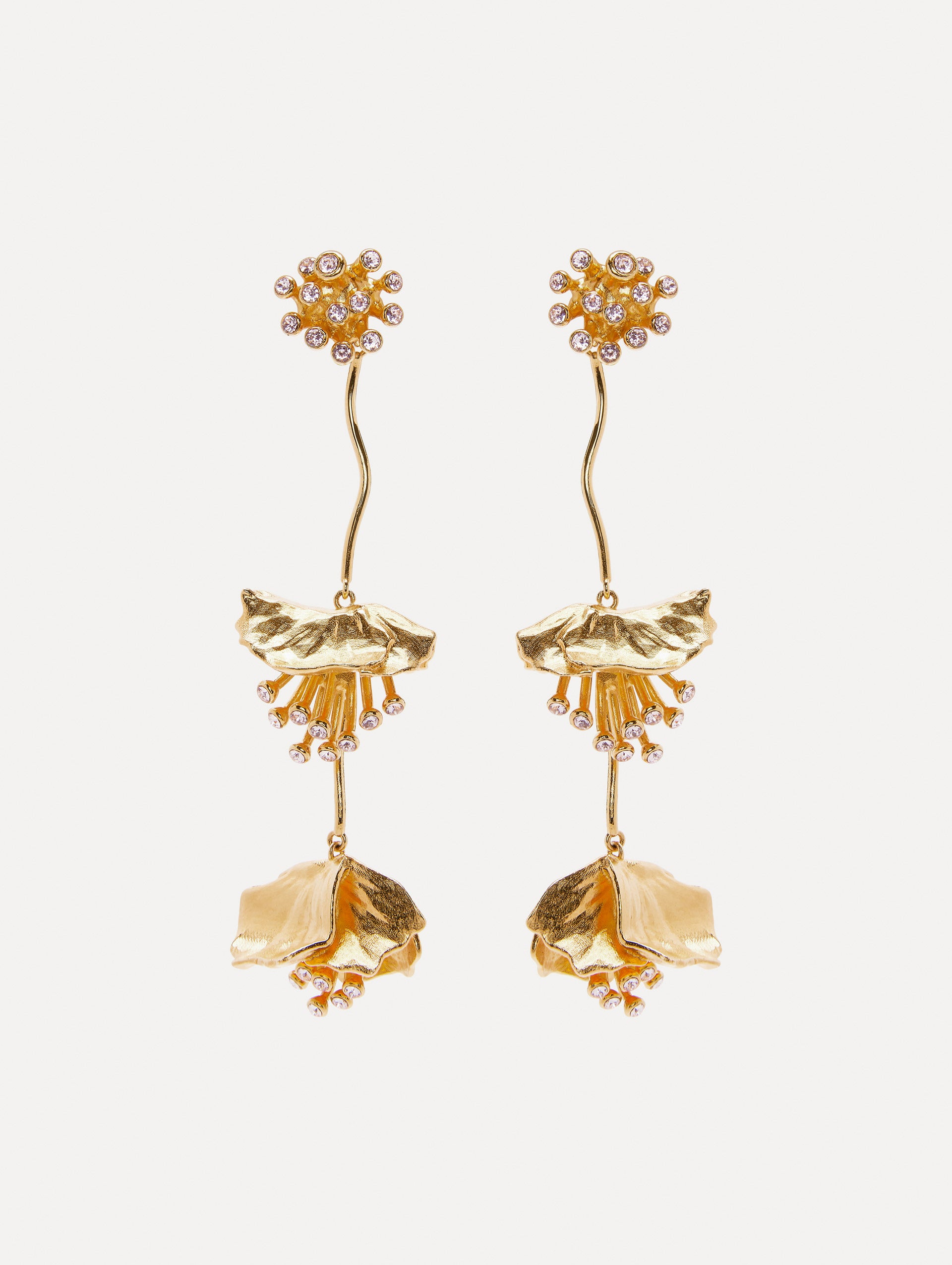 Dangling Flower Earrings Front View