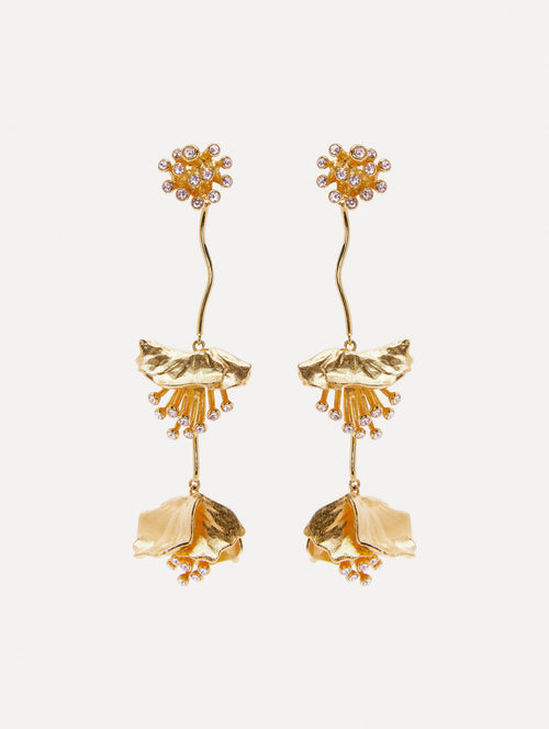 Dangling Flower Earrings Front View