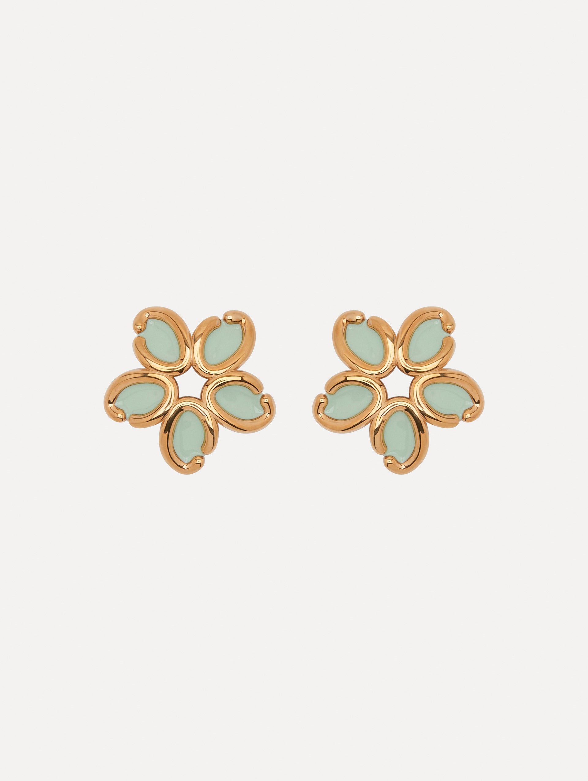 Enamel O Flower Earrings Front View