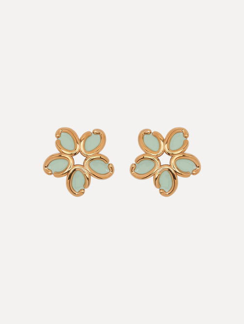 Enamel O Flower Earrings Front View