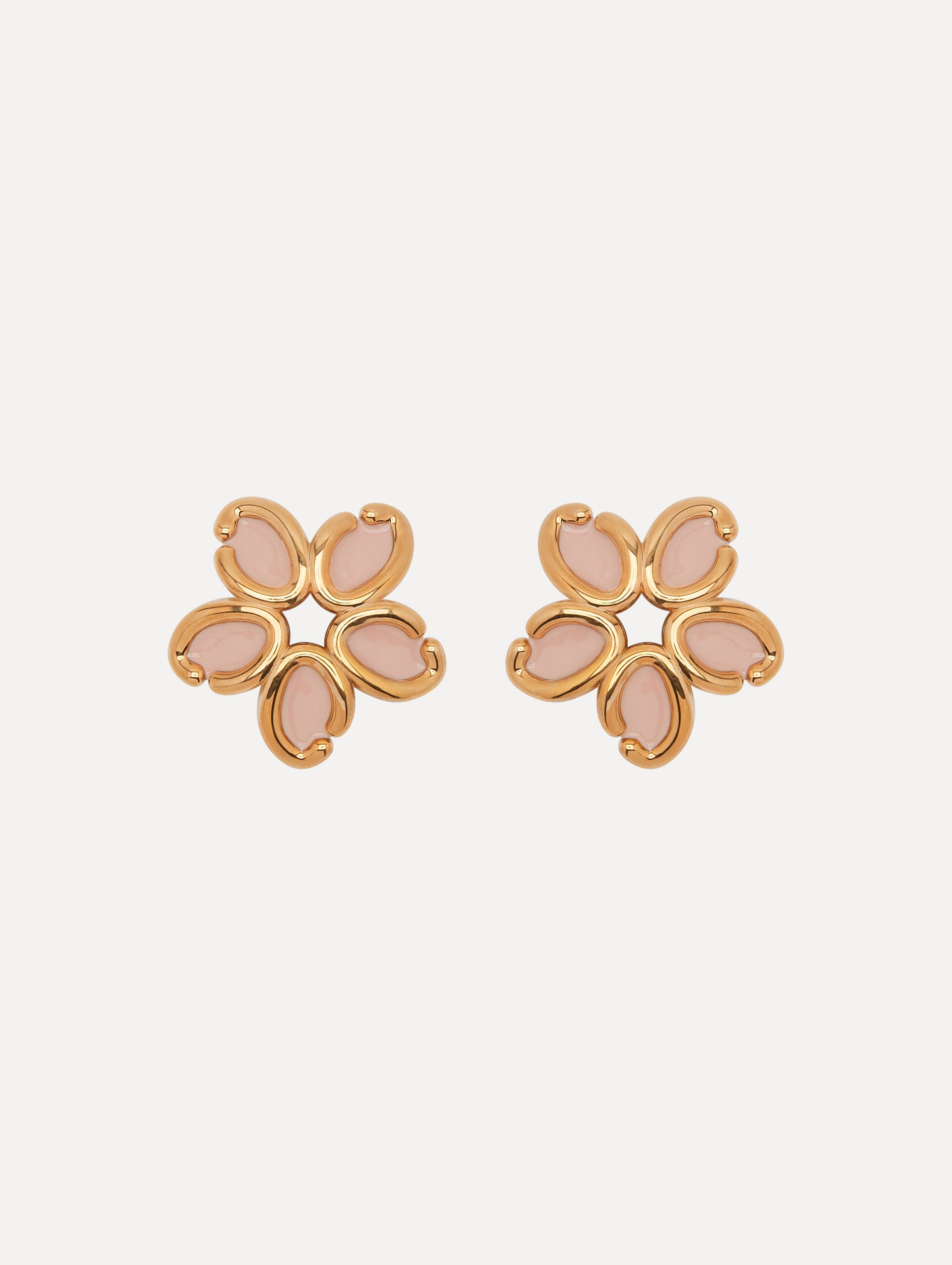 Enamel O Flower Earrings Front View