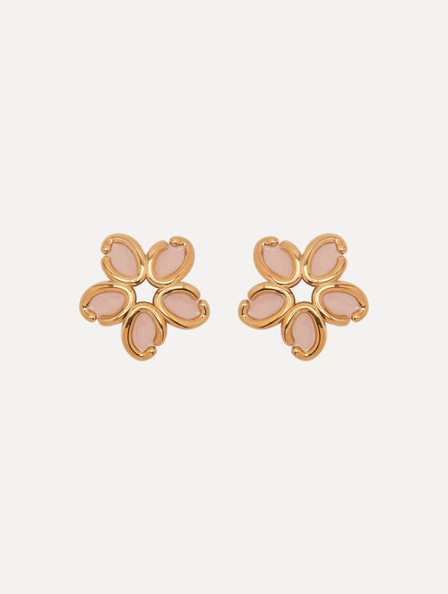 Enamel O Flower Earrings Front View