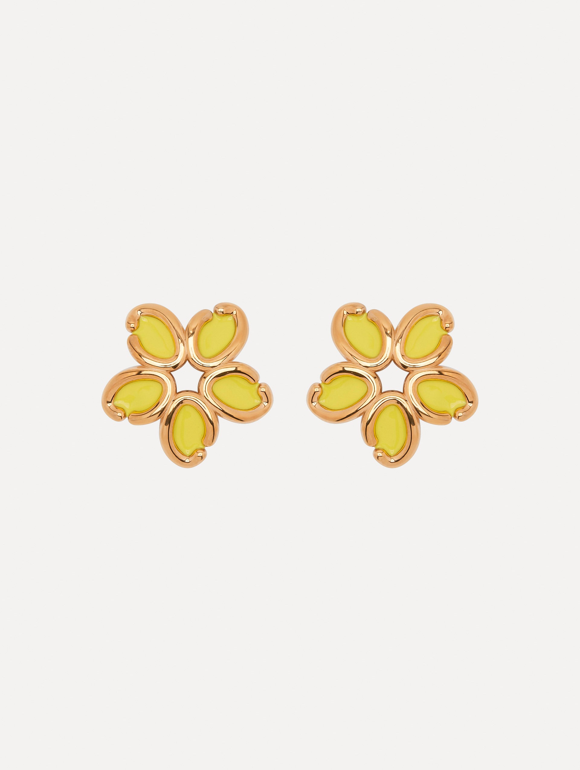 Enamel O Flower Earrings Front View