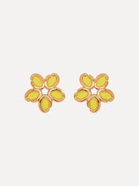 Enamel O Flower Earrings Front View