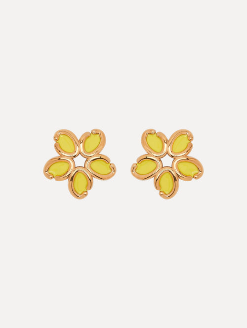 Enamel O Flower Earrings Front View