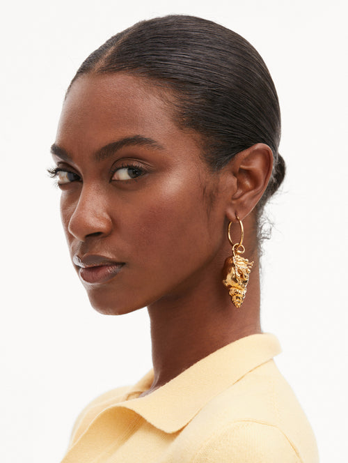 Coral & Shell Hoop Earrings Front View