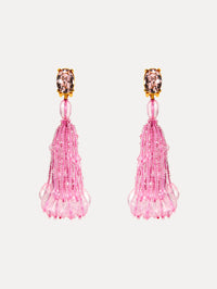 Beaded Tassel Clip-On Earrings Front View