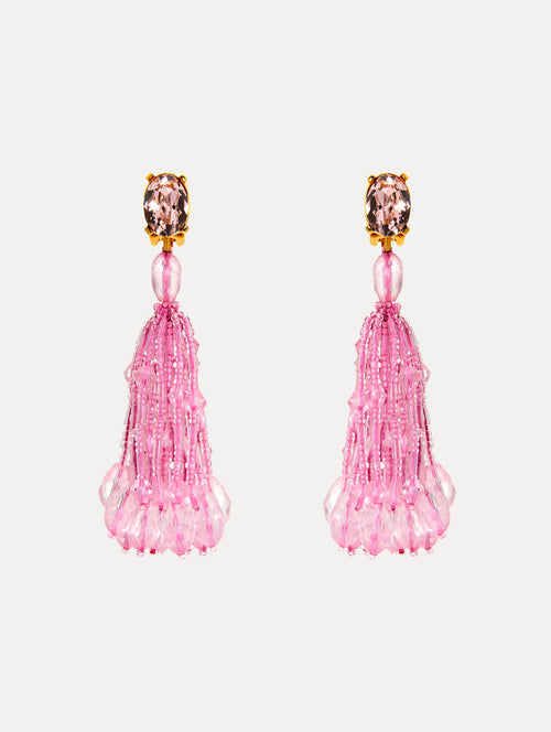 Beaded Tassel Clip-On Earrings Front View