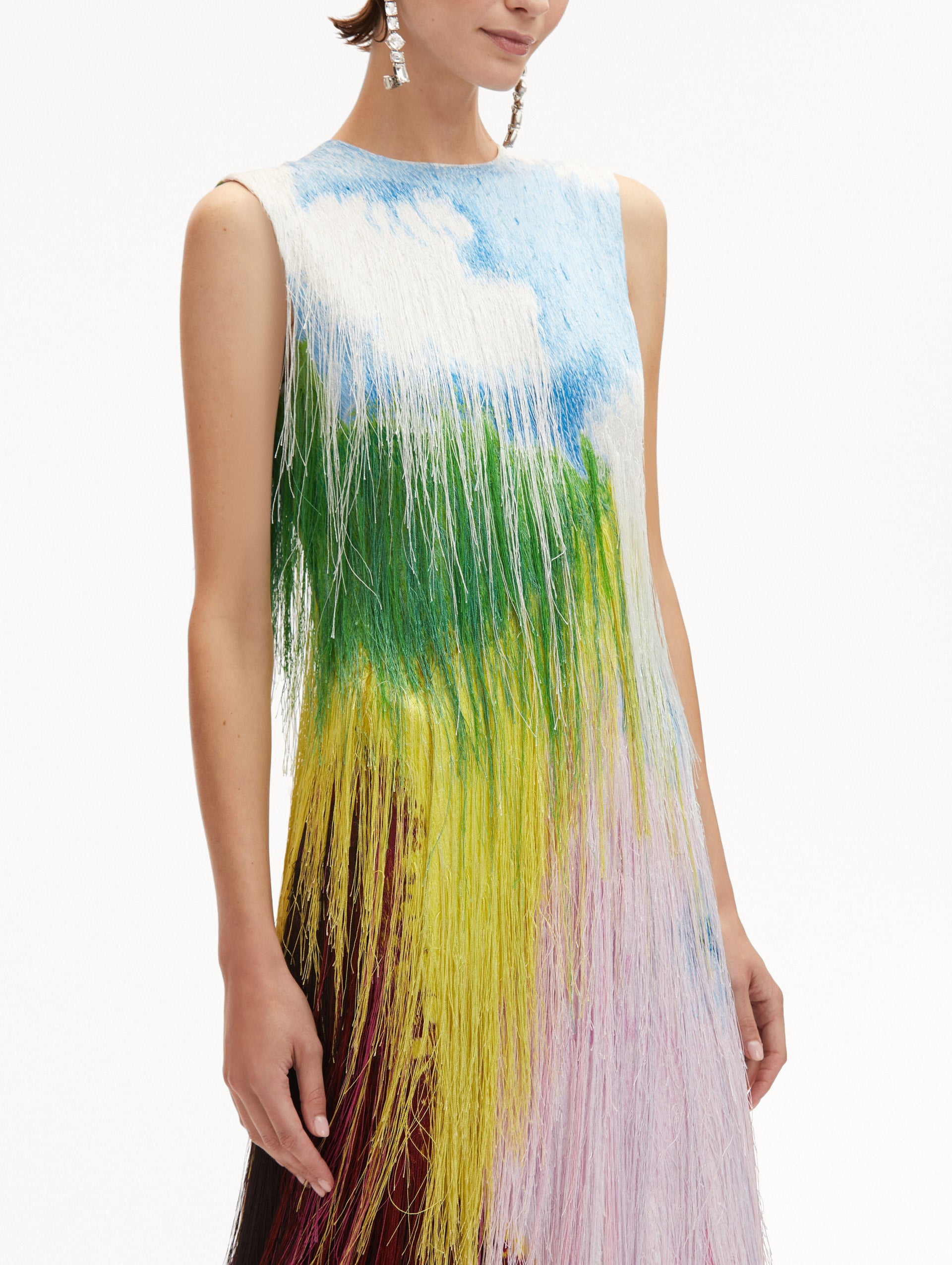 Abstract Watercolor Fringe Cocktail Dress Zoom View