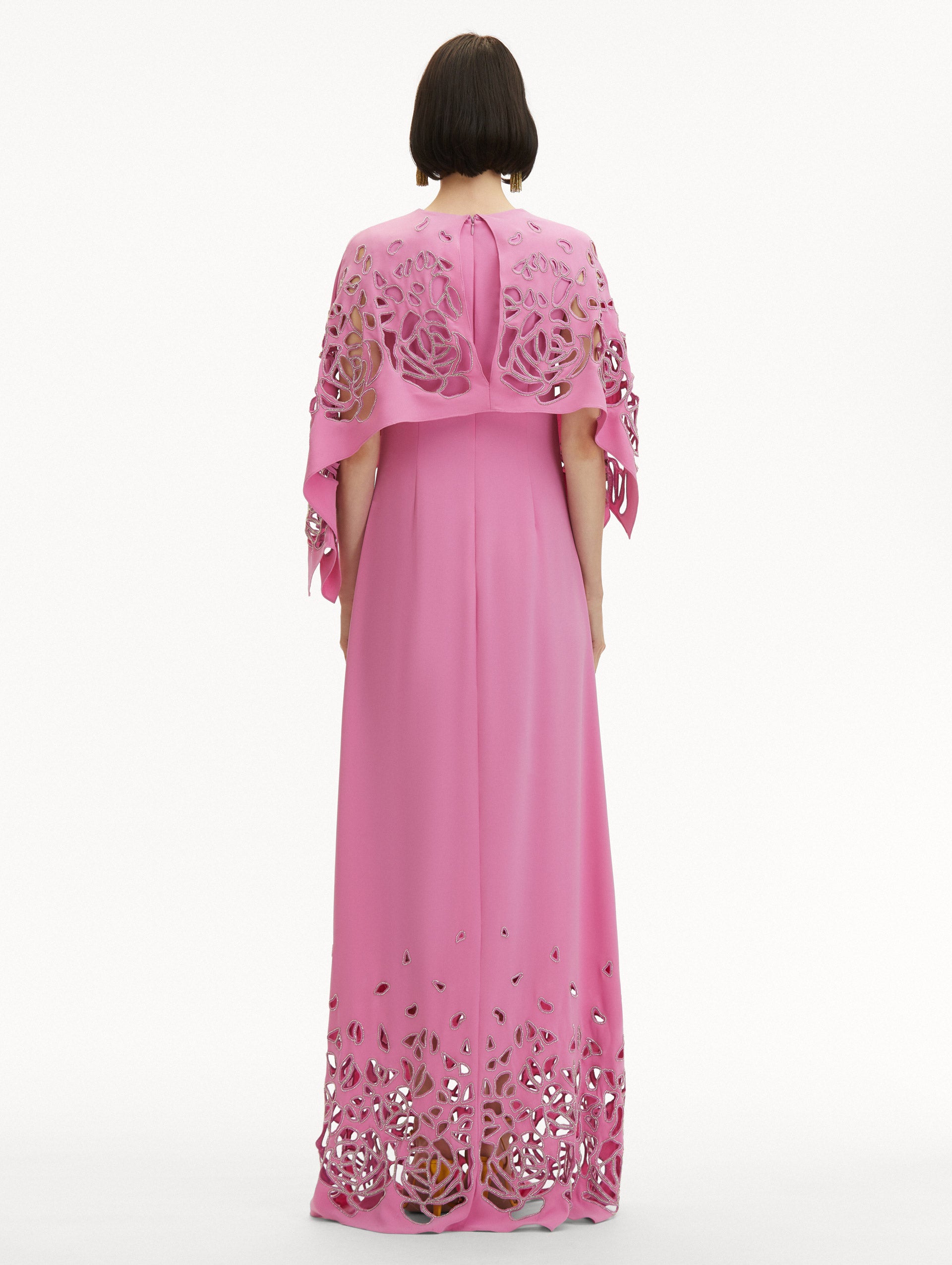 Rose Embroidered Cape Caftan Back View