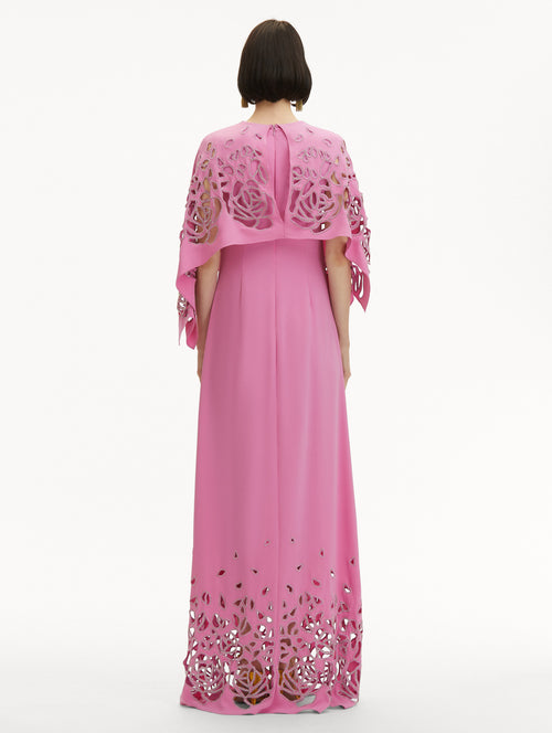 Rose Embroidered Cape Caftan Back View