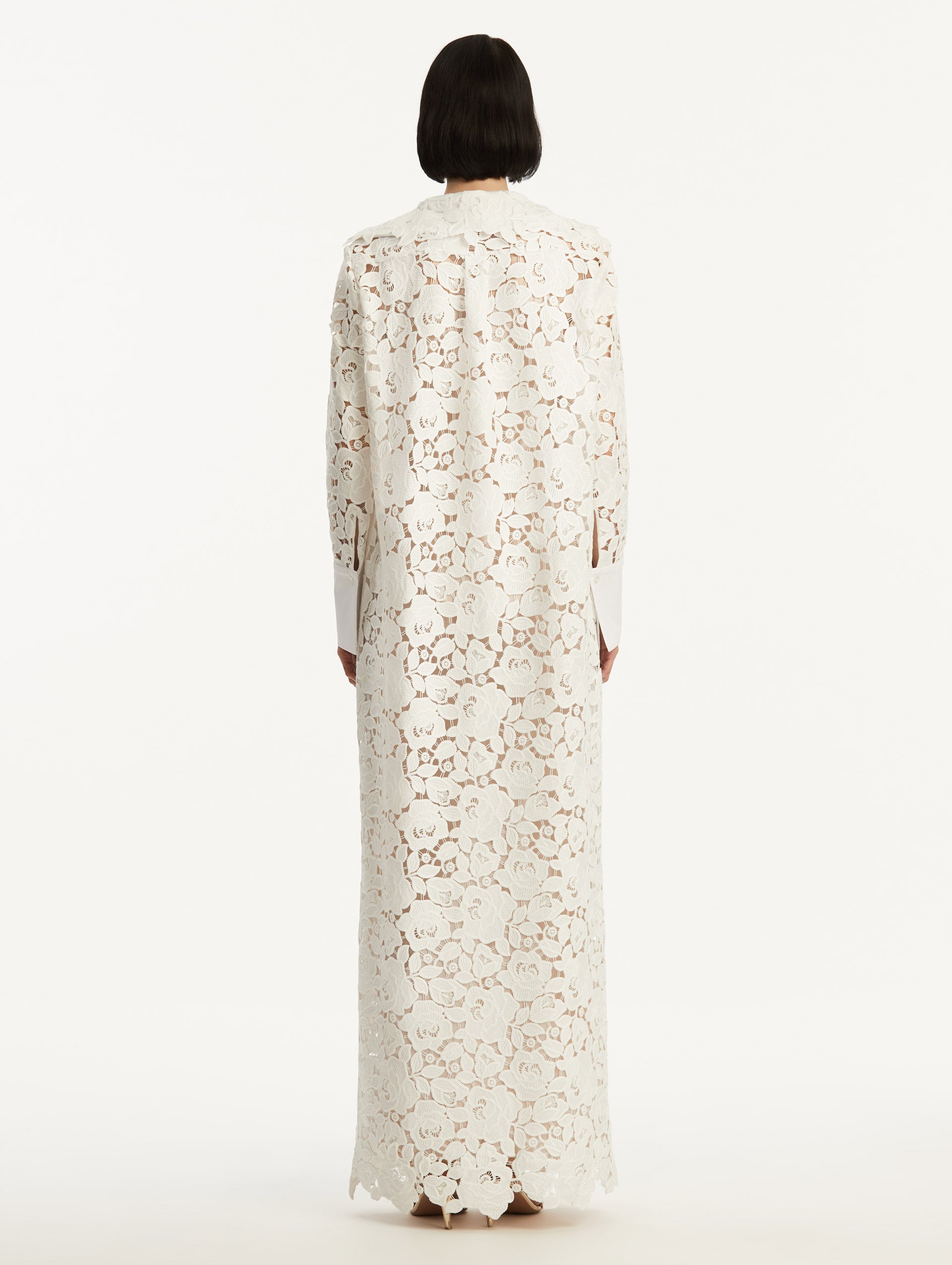 English Rose Guipure Long Sleeve Gown Back View