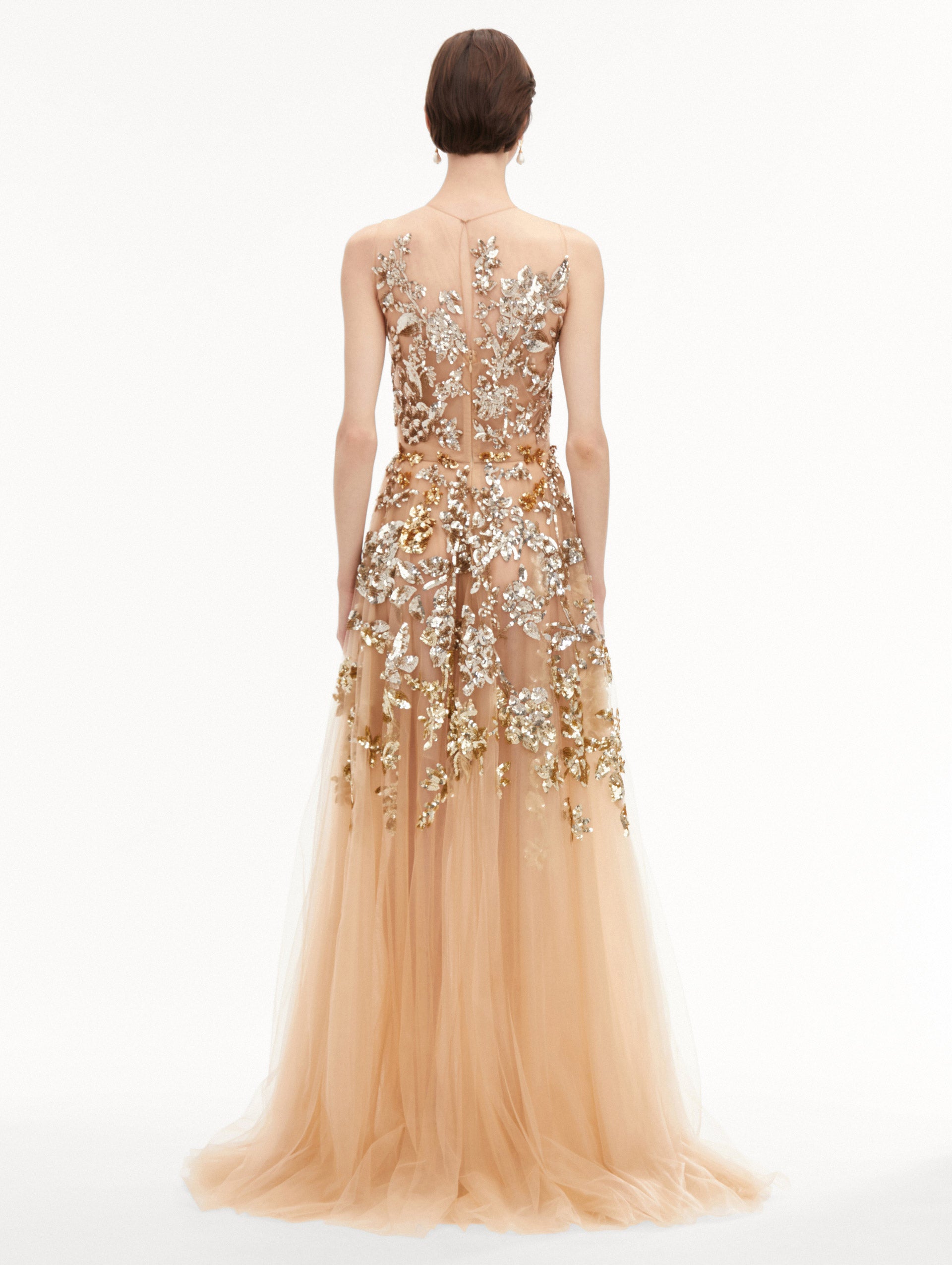 Ombré Sequin Peony Gown Back View