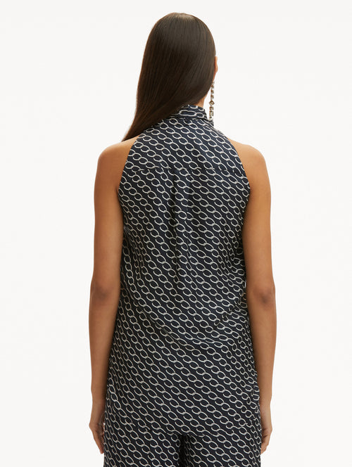 Small Oscar Chain-Link Sleeveless Blouse Back View