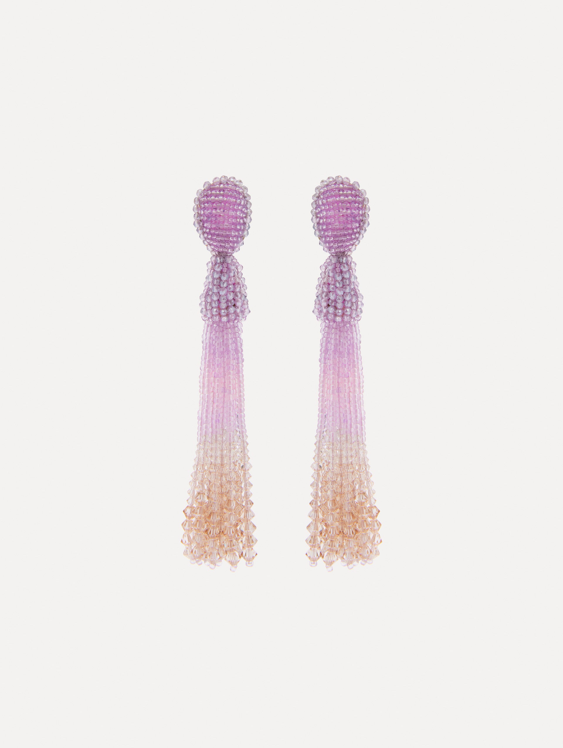 Beaded Ombré Tassel Clip-On Earrings Front View