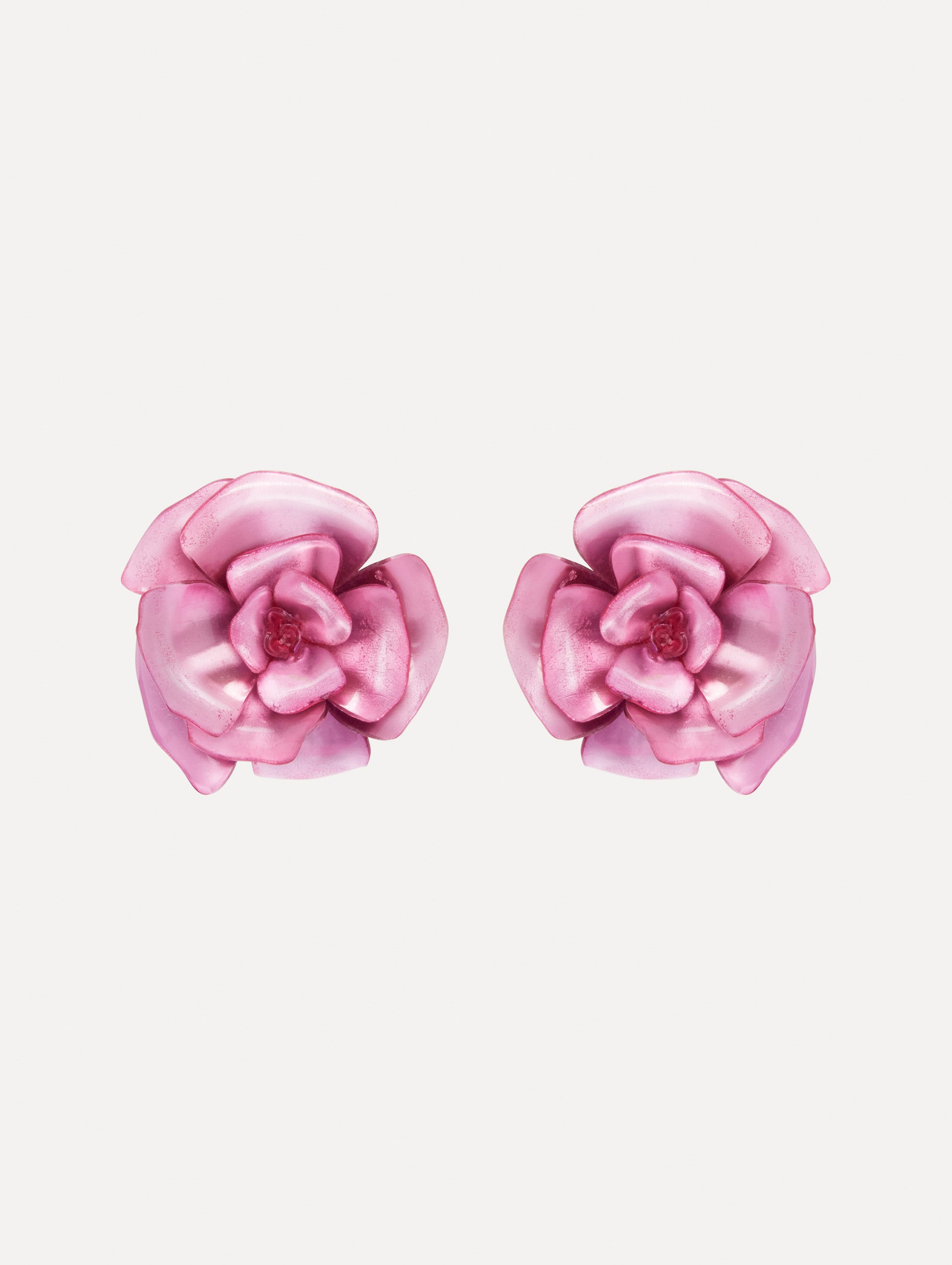 Gardenia Plexi Clip-On Earrings Front View