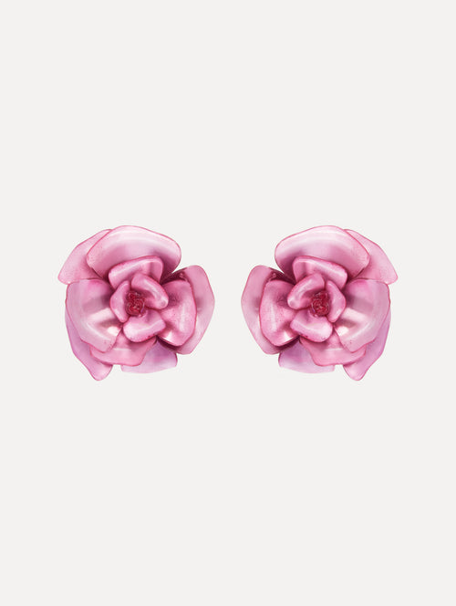 Gardenia Plexi Clip-On Earrings Front View