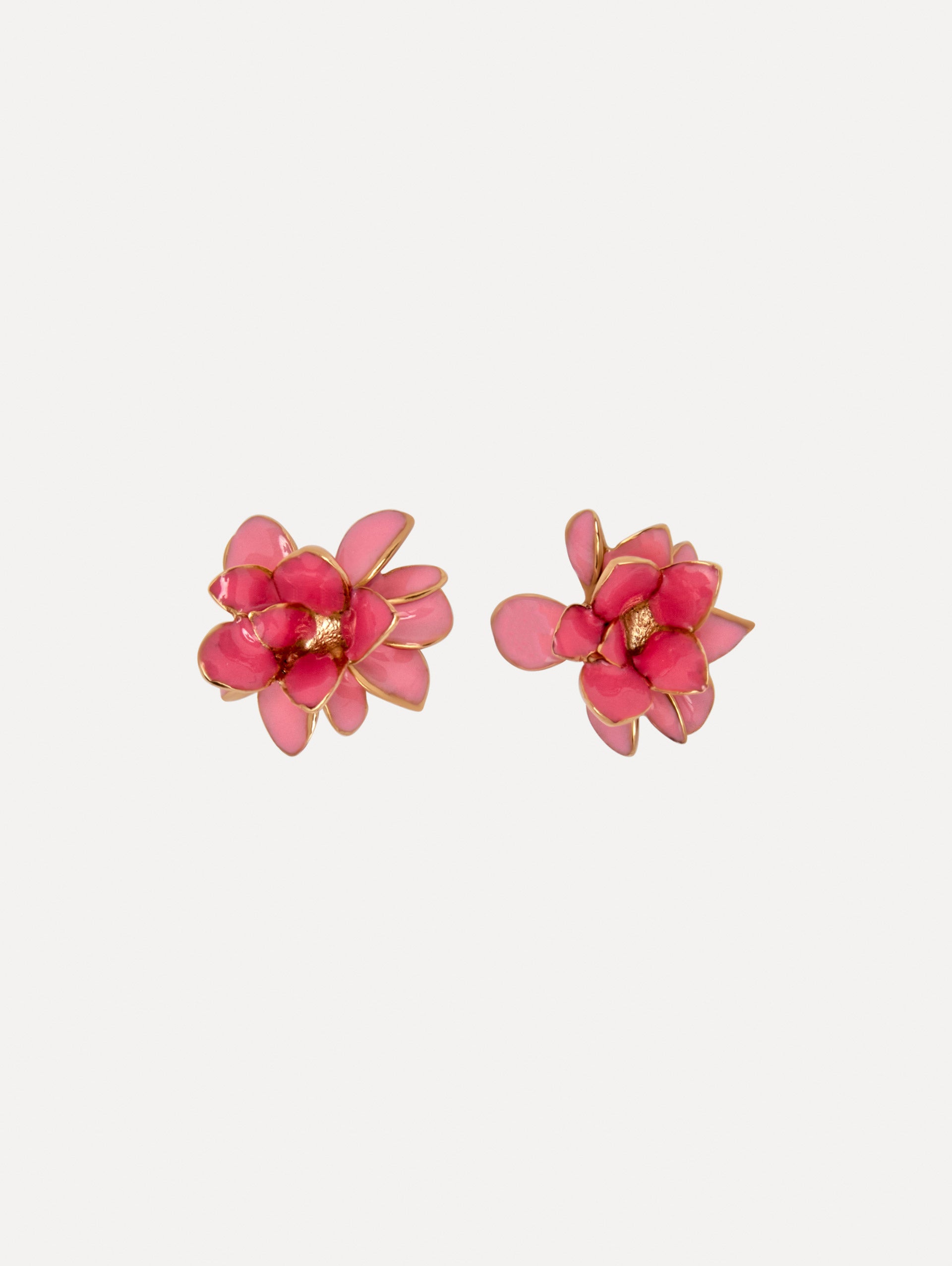 Enamel Flower Stud Earrings Front View