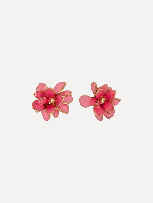 Enamel Flower Stud Earrings Front View