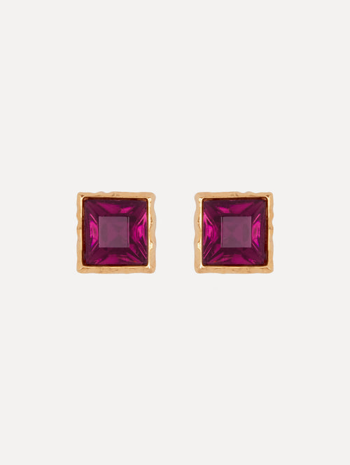 Square Crystal Earrings Front View