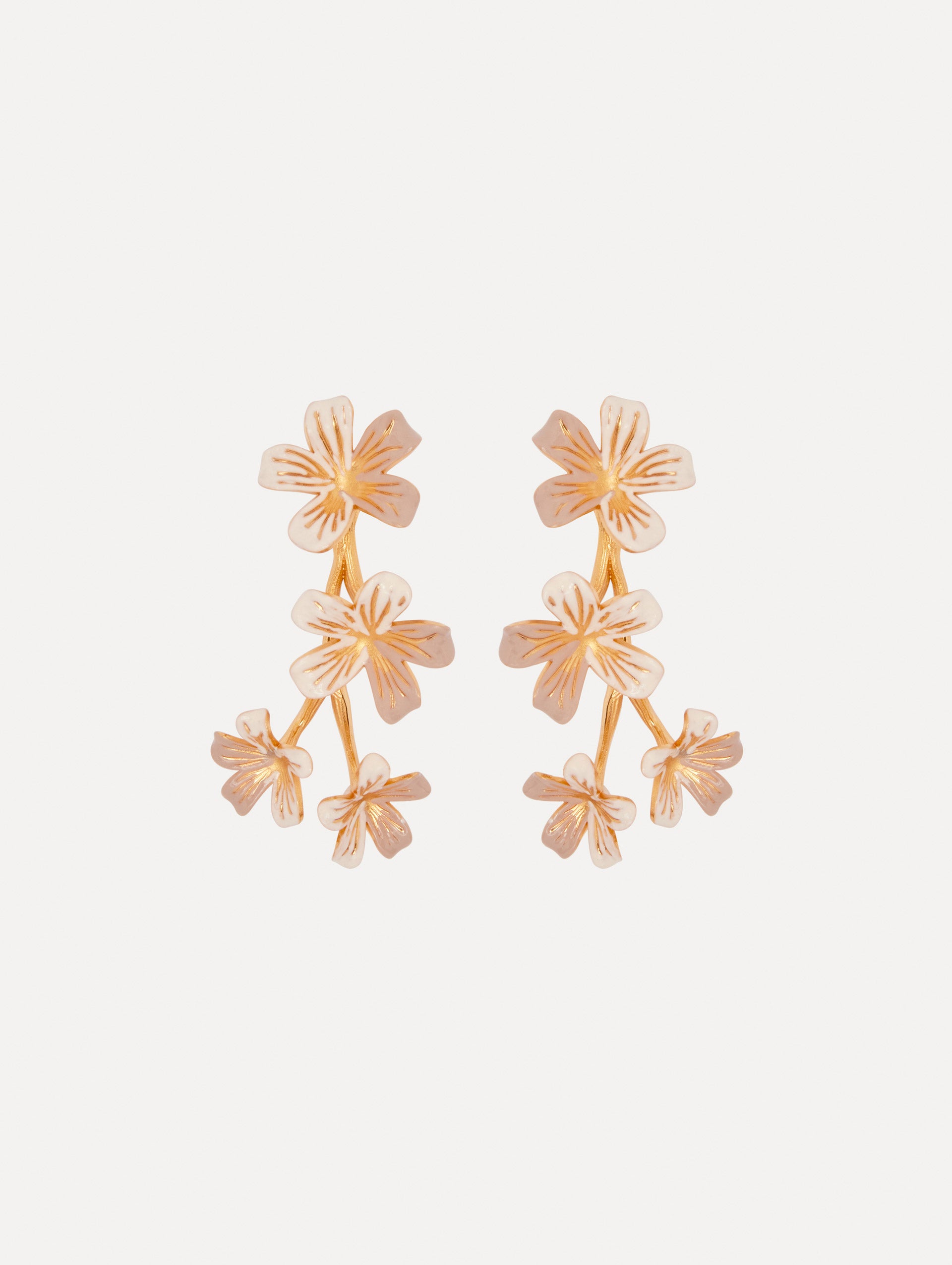 Flower Branch Clip-On Earrings Front View