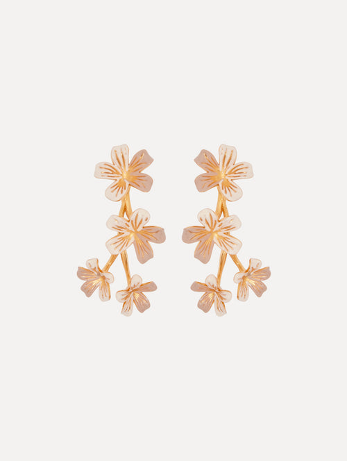 Flower Branch Clip-On Earrings Front View