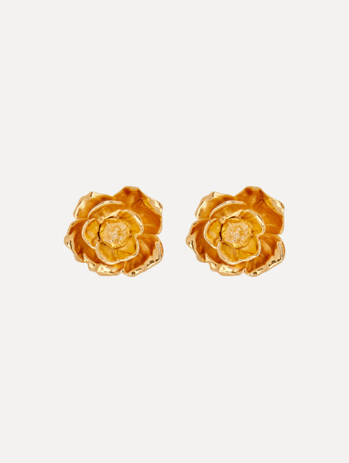 Gardenia Stud Clip-On Earrings Front View