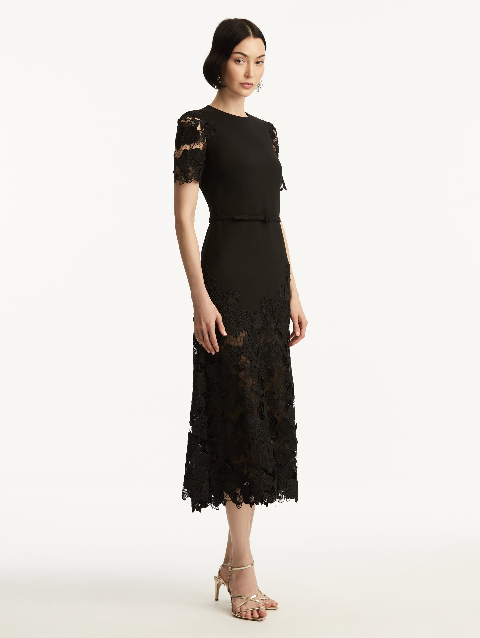 Orchid Guipure Lace Inset Dress Side View