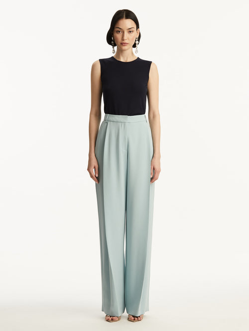 Wide Leg Silk Georgette Pant Front View