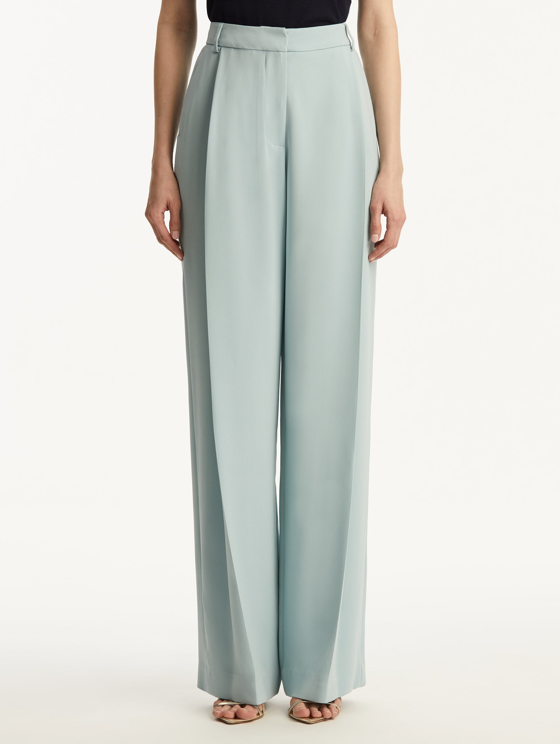 Wide Leg Silk Georgette Pant Front View