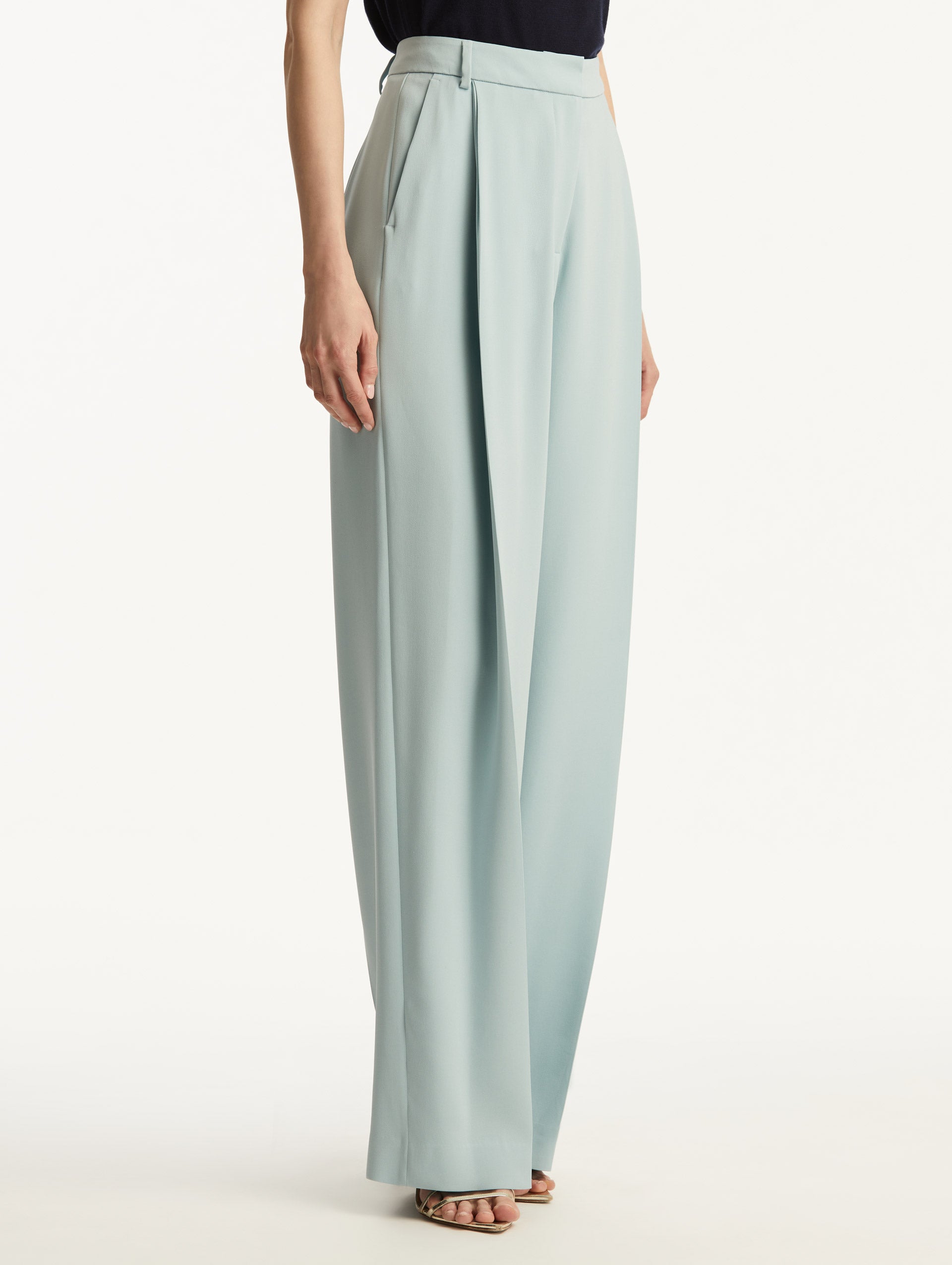 Wide Leg Silk Georgette Pant Side View