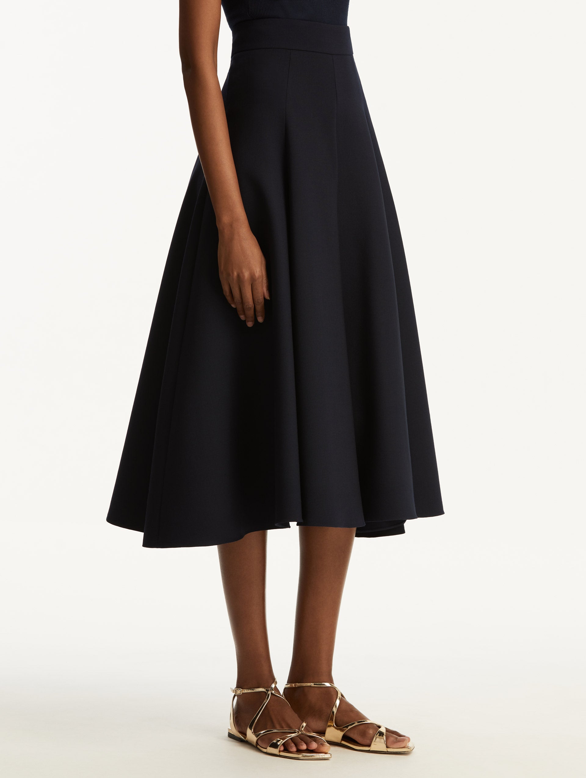 Flared Stretch Wool Skirt Side View