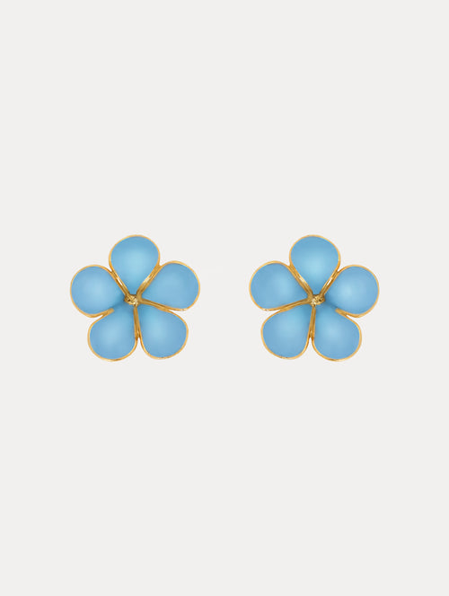 Enamel Flower Stud Earrings Front View