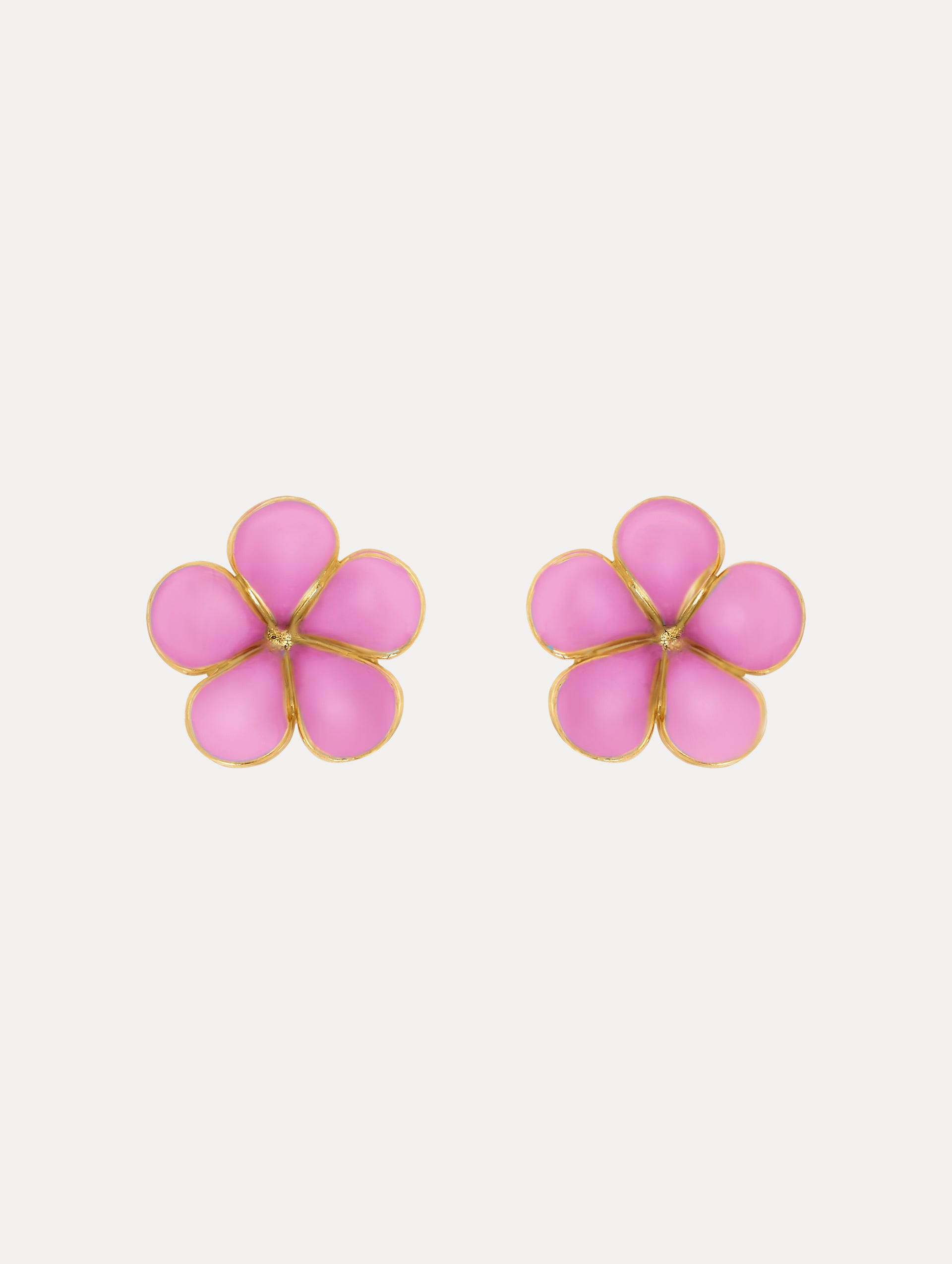 Enamel Flower Stud Earrings Front View