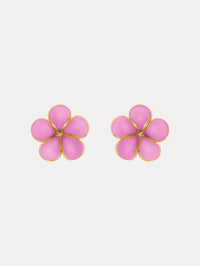 Enamel Flower Stud Earrings Front View