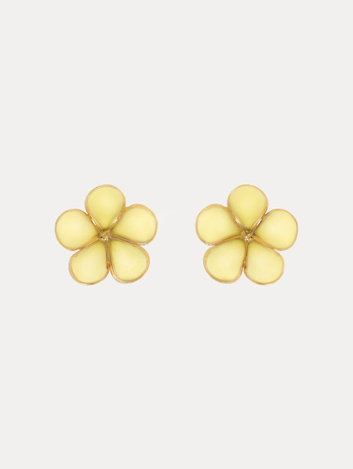 Enamel Flower Stud Earrings Front View