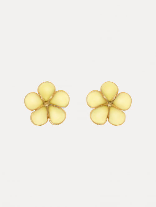 Enamel Flower Stud Earrings Front View