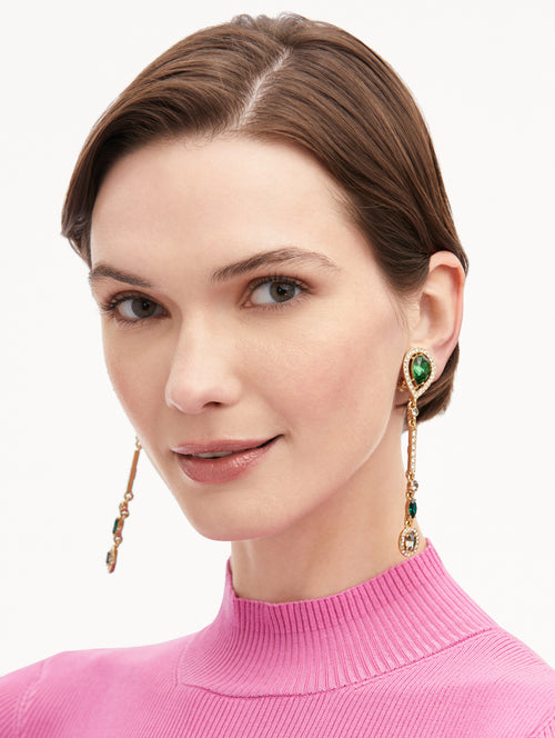 Teardrop Strand Clip-On Earrings Front View