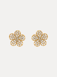 Crystal Flower Stud Earrings Front View