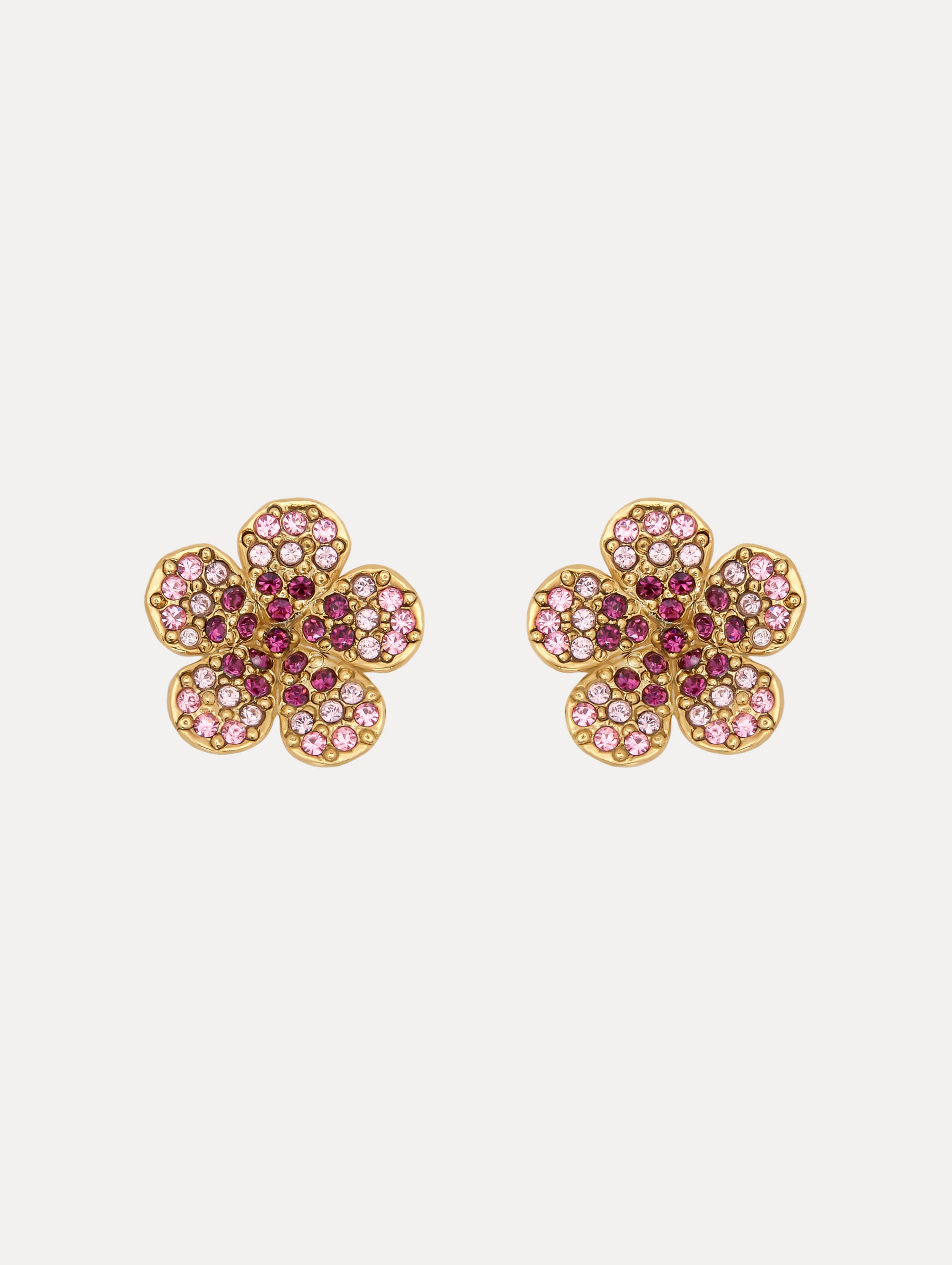 Crystal Flower Stud Earrings Front View