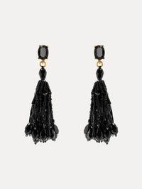 Beaded Tassel Clip-On Earrings Front View