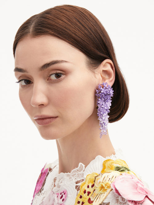 Cascading Flower Clip-On Earrings Front View