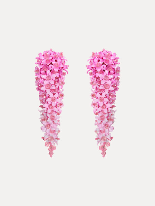 Cascading Flower Clip-On Earrings Front View