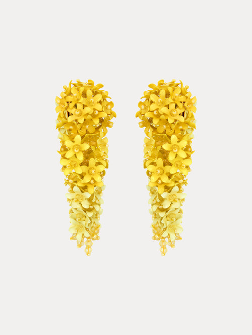 Cascading Flower Clip-On Earrings Front View