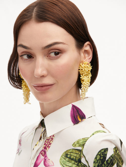 Cascading Flower Clip-On Earrings Front View