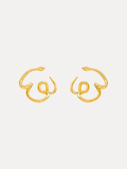 Snake Hoop Earrings Front View