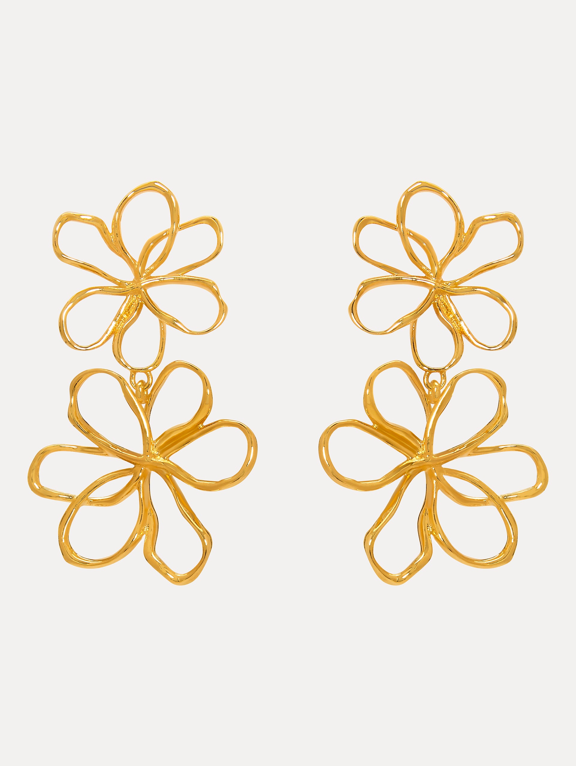 Threaded Flower Drop Earrings Front View