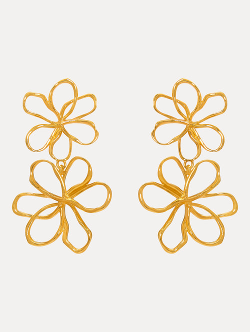 Threaded Flower Drop Earrings Front View