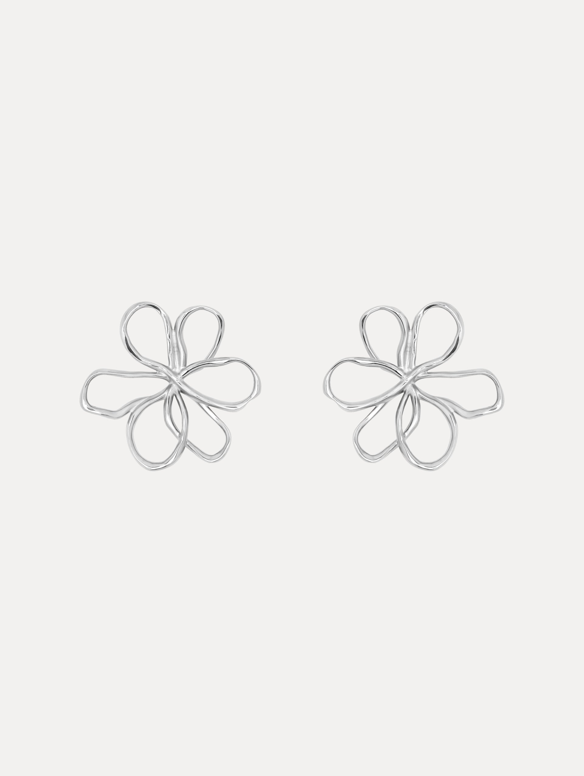 Small Threaded Flower Earrings Front View